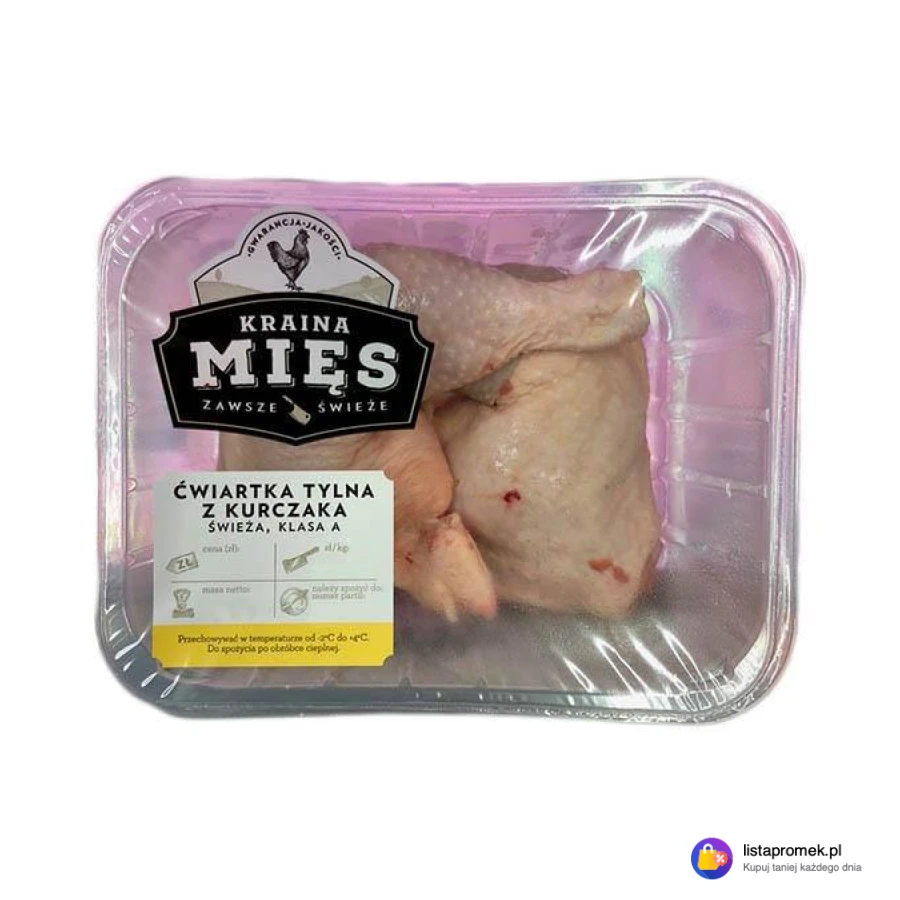 Świeża ćwiartka kurczaka pakowana próżniowo Kraina Mięs