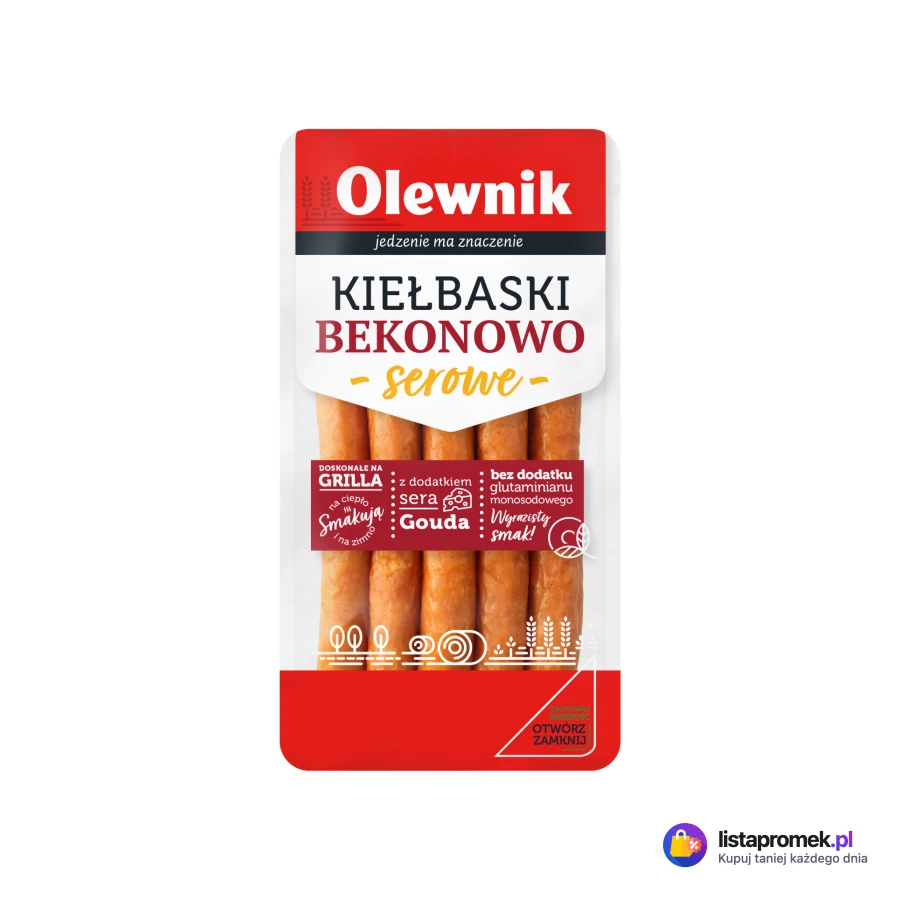 Kiełbaski Krakowskie z Szynki lub Bekonowo-Serowe, różne rodzaje