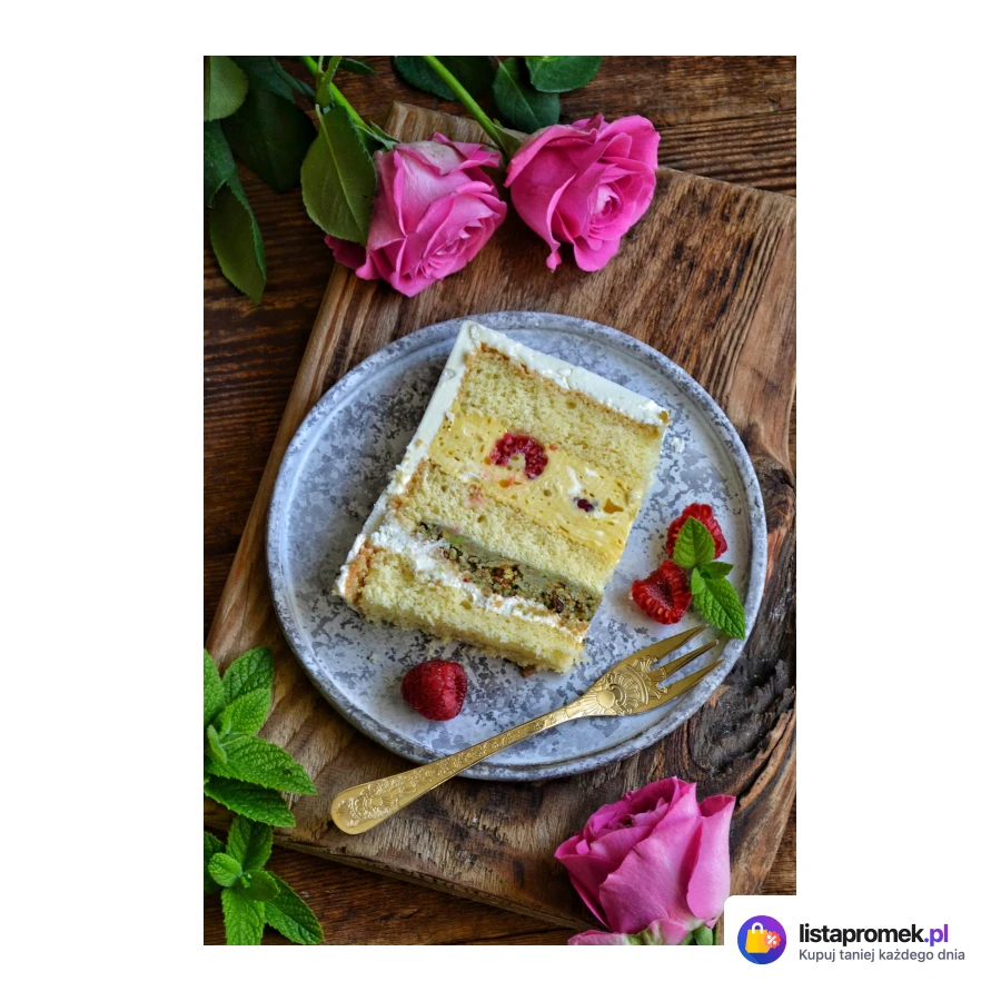 Tort pistacja, malina, mango