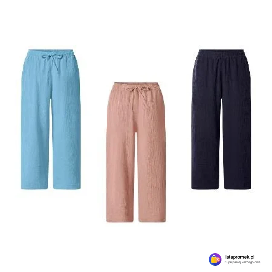 Spodnie muślinowe damskie 7/8 z bawełny