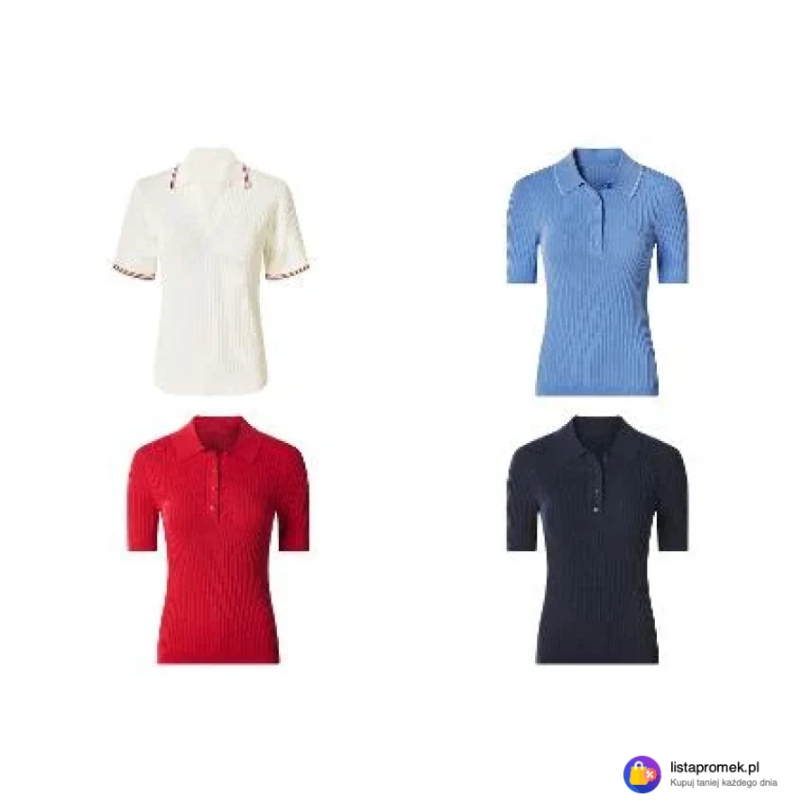 Koszulka polo dzianinowa damska z wiskozą