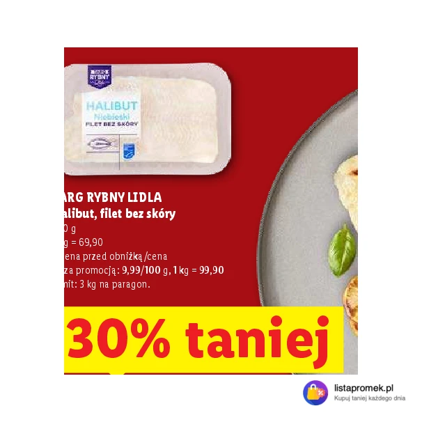 Halibut, filet bez skóry