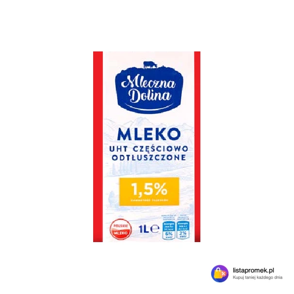 Mleko UHT częściowo odtłuszczone 1,5%, 1 l