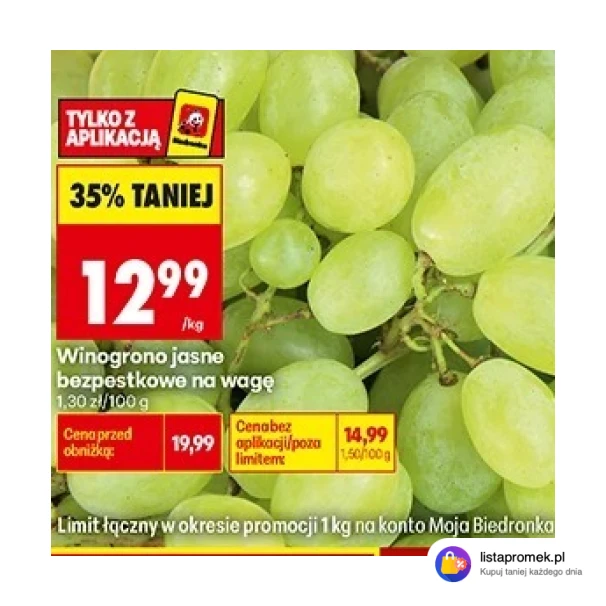 Winogrono jasne bezpestkowe na wagę