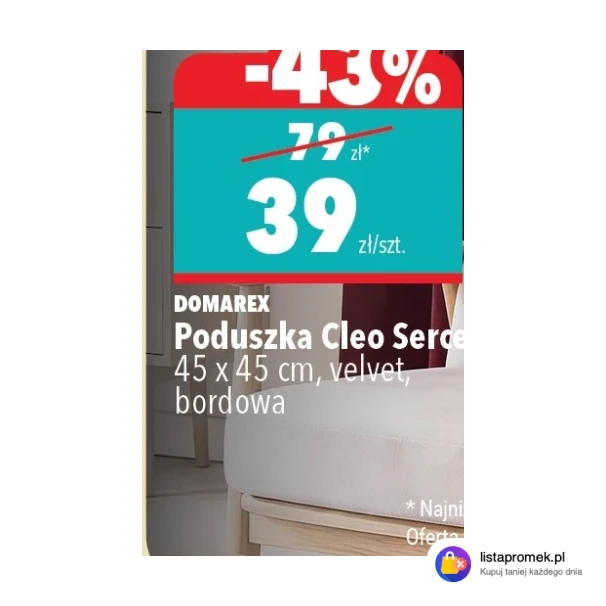 Poduszka Cleo Serce 45 x 45 cm, velvet, bordowa