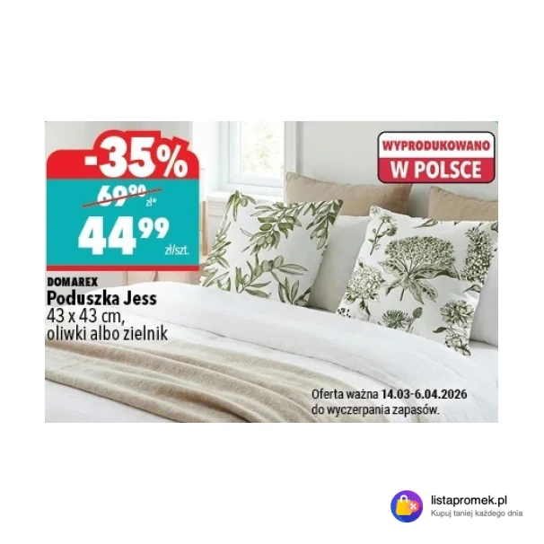 Poduszka Jess 43 x 43 cm, oliwki albo zielnik