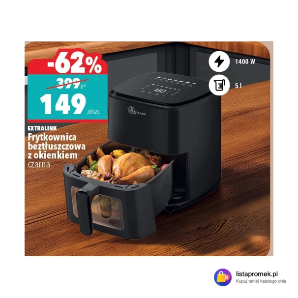 Frytkownica beztłuszczowa z okienkiem czarna