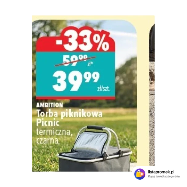 Torba piknikowa Picnic termiczna, czarna