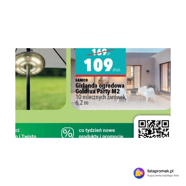 Girlanda ogrodowa Goldlux Party M2 10 mlecznych żarówek, 6,2 m