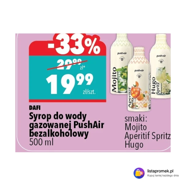 Syrop do wody gazowanej PushAir bezalkoholowy