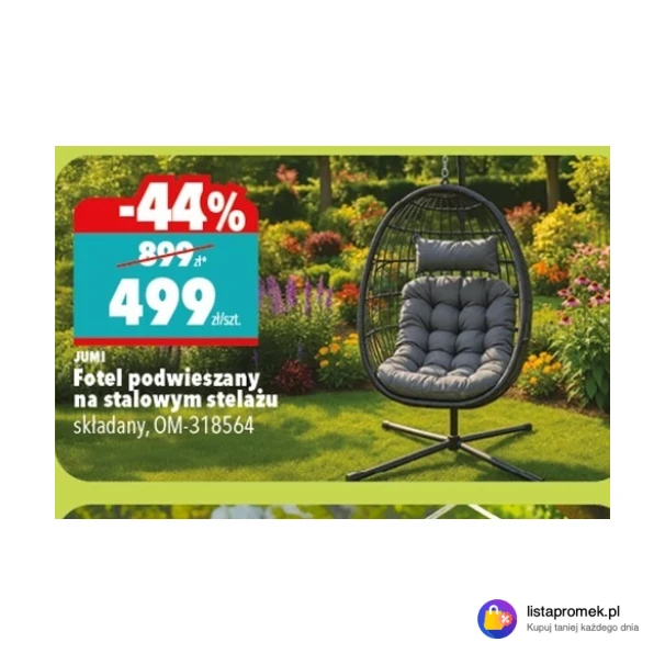 Fotel podwieszany na stalowym stelażu składany, OM-318564