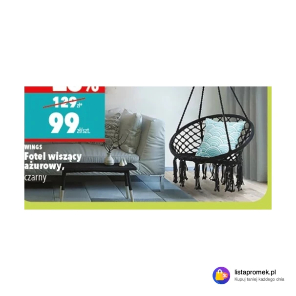 Fotel wiszący ażurowy, czarny