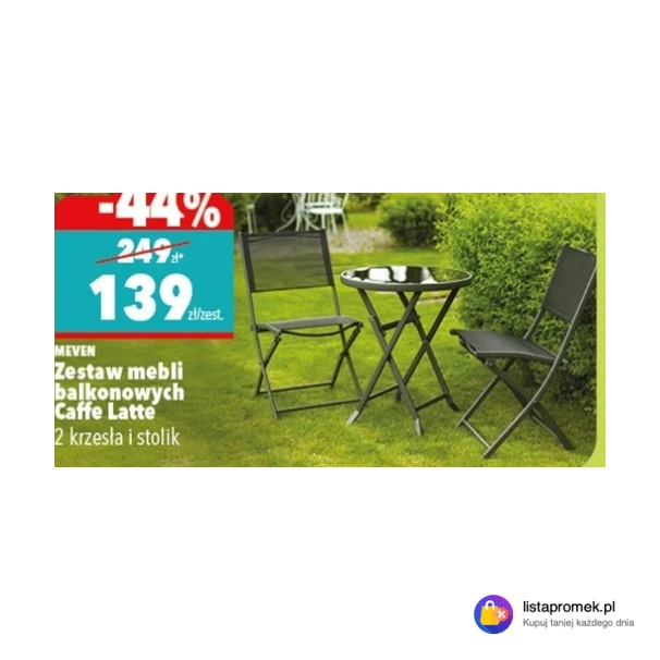 Zestaw mebli balkonowych Caffe Latte 2 krzesła i stolik