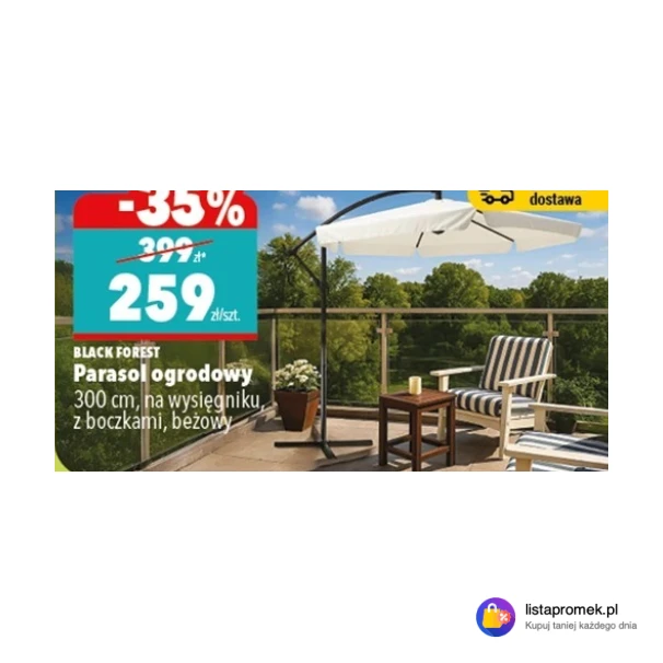 Parasol ogrodowy 300 cm, na wysięgniku, z boczkami, beżowy