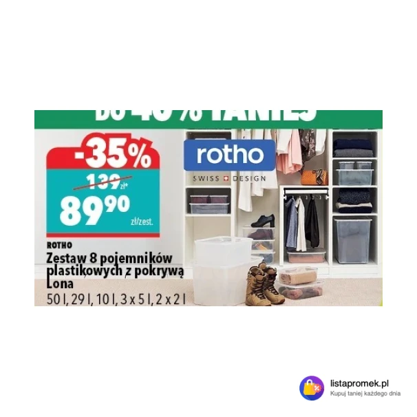 Zestaw 8 pojemników plastikowych z pokrywą Lona