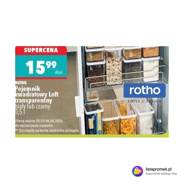 Pojemnik kwadratowy Loft transparentny biały lub czarny 0,5 l