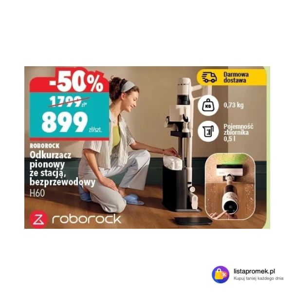 Odkurzacz pionowy ze stacją, bezprzewodowy H60