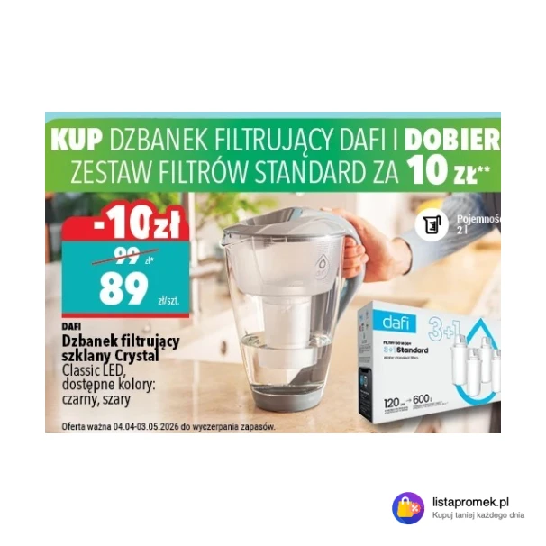 Dzbanek filtrujący szklany Crystal Classic LED