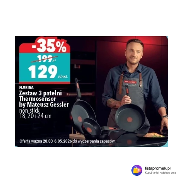 Zestaw 3 patelni Thermosensor by Mateusz Gessler non-stick 18, 20 i 24 cm