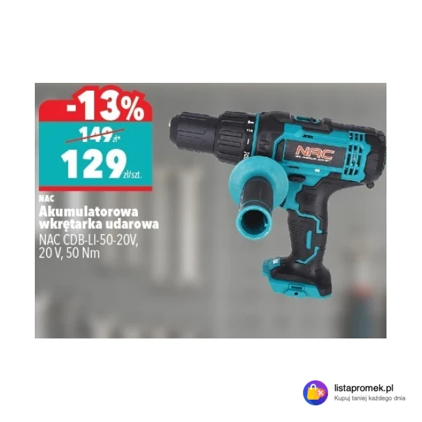 Akumulatorowa wkrętarka udarowa NAC CDB-LI-50-20V, 20 V, 50 Nm