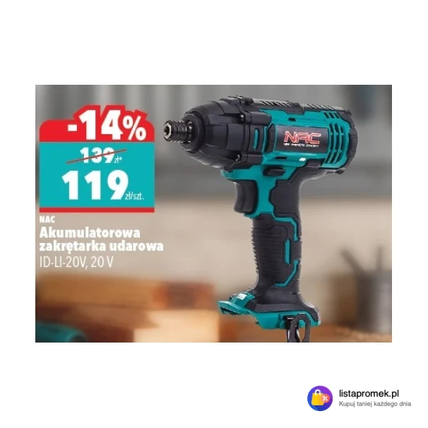 Akumulatorowa zakrętarka udarowa ID-LI-20V, 20 V