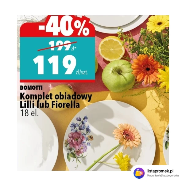 Komplet obiadowy Lilli lub Fiorella 18 el.