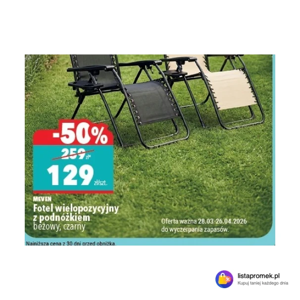 Fotel wielopozycyjny z podnóżkiem