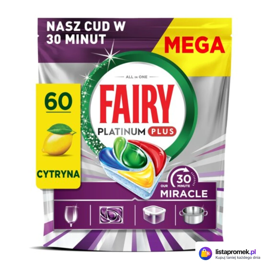 Kapsułki do zmywarki Fairy Platinum Plus, 60 szt.