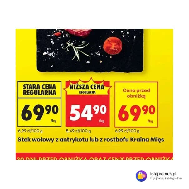 Stek wołowy z antrykotu lub z rostbefu Kraina Mięs