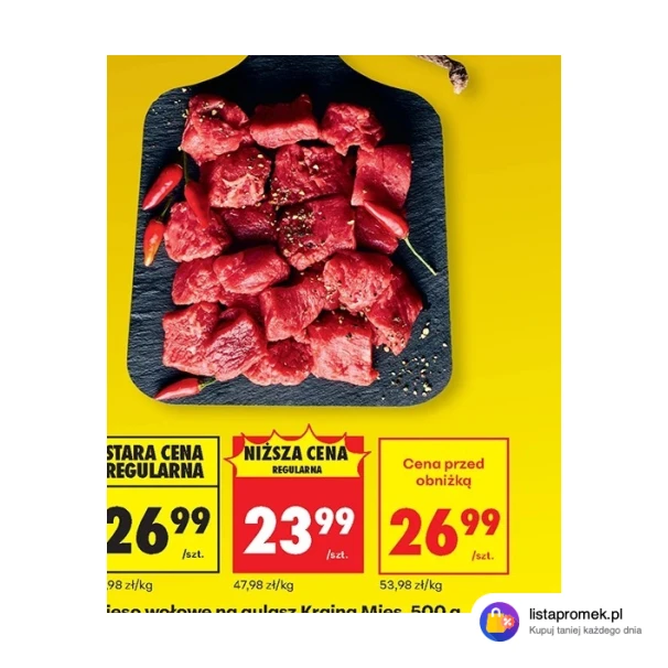 Mięso wołowe na gulasz Kraina Mięs, 500 g