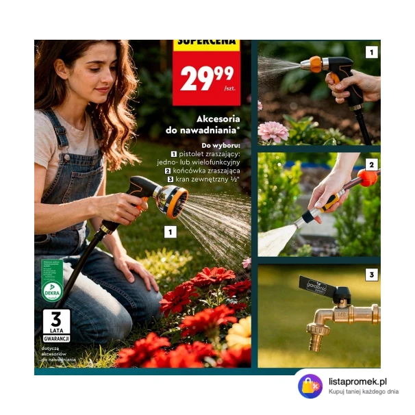 Pistolet zraszający, końcówka zraszająca lub kran zewnętrzny 1/2"