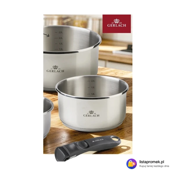 Komplet 3 garnków z odpinaną rączką