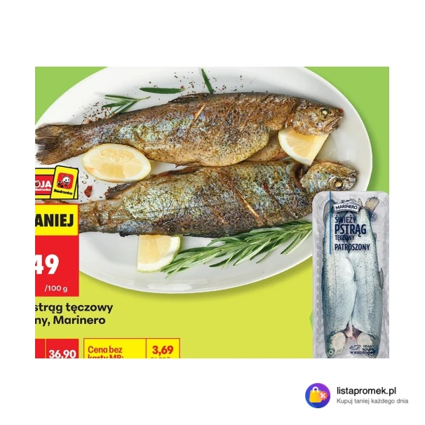 Świeży pstrąg tęczowy patroszony, Marinero