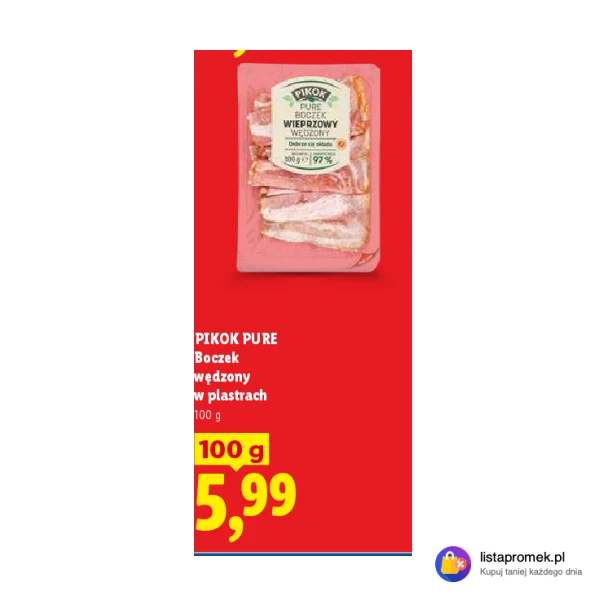 PIKOK PURE Boczek wędzony w plastrach