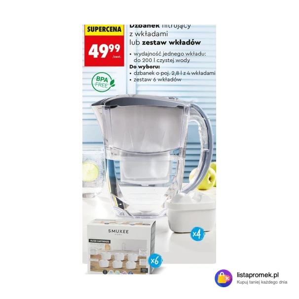 Dzbanek filtrujący z wkładami lub zestaw wkładów