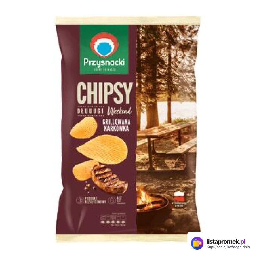 Chipsy, grillowana karkówka lub kurki w śmietanie