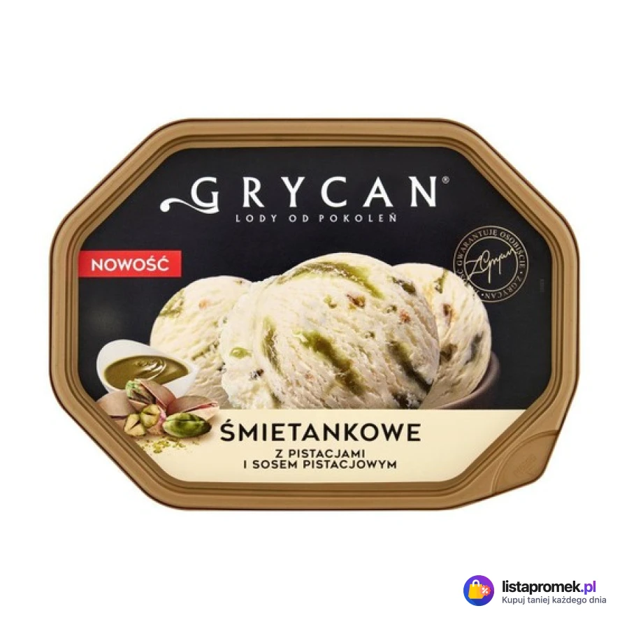 Lody, caffè latte lub śmietankowe z sosem pistacjowym