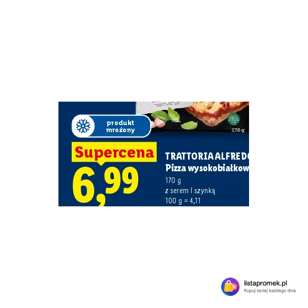 Pizza wysokobiałkowa z serem i szynką