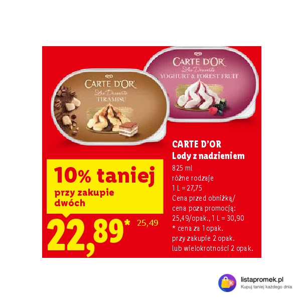 CARTE D'OR Lody z nadzieniem