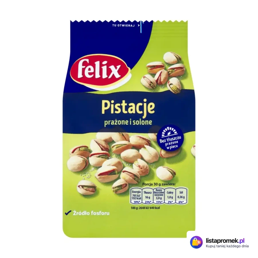 Pistacje prażone i solone, Nerkowce z pieca, Nerkowce smażone lub Migdały z pieca