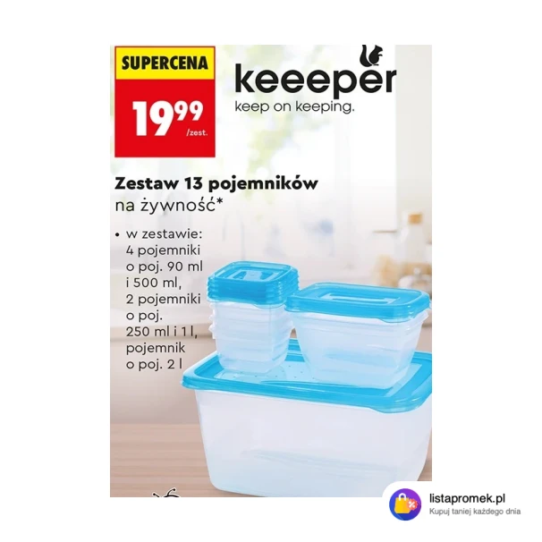 Zestaw 13 pojemników na żywność