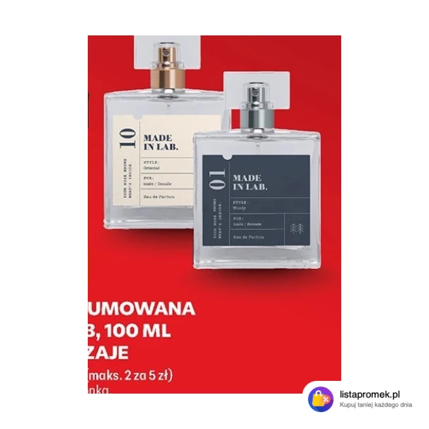 WODA PERFUMOWANA MADE IN LAB, 100 ML RÓŻNE RODZAJE