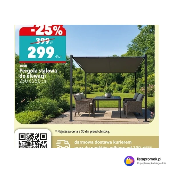 Pergola stalowa do elewacji 250x250 cm