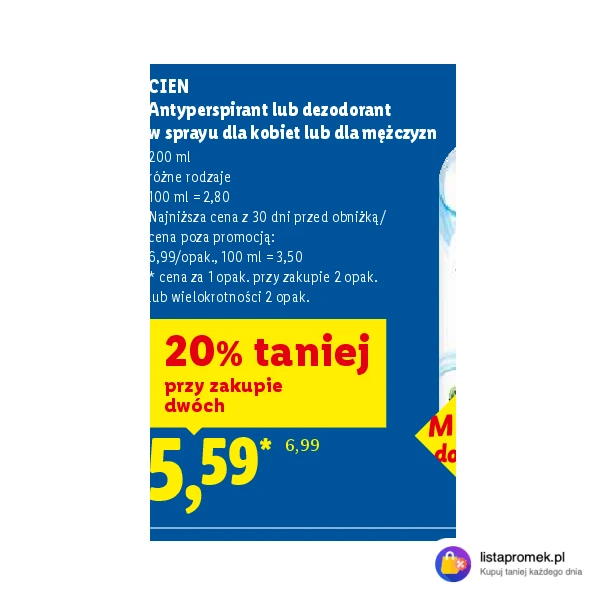Antyperspirant lub dezodorant w sprayu dla kobiet lub dla mężczyzn