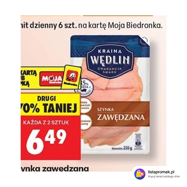 Szynka zawędzana Kraina Wędlin, 250 g