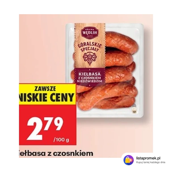Kiełbasa z czosnkiem niedźwiedzim Kraina Wędlin Polskie Specjały