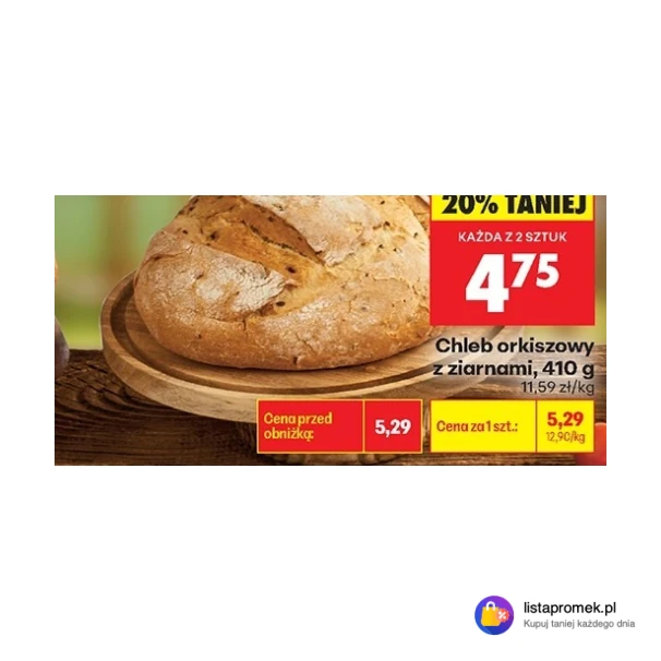 Chleb orkiszowy z ziarnami, 410 g