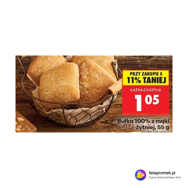 Bułka 100% z mąki żytniej, 55 g