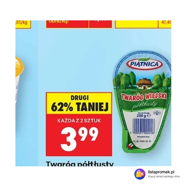 Twaróg półtłusty wiejski Piątnica, 250 g