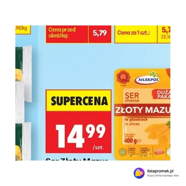 Ser Złoty Mazur plastry, 400 g